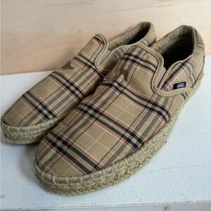 Vans slip on plaid (khaki/red/blk) espadrille jute size 10 VGC $50 obo